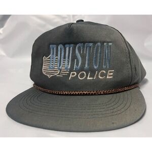 HOUSTON POLICE ROPE HAT VINTAGE FLAT BILL STRUCTURED CROWN BRAIDED ROPE1980S 90S